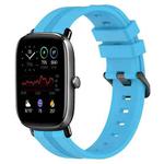 For Amazfit GTS 2 Mini 20mm Concave Striped Slicone Watch Band(Skyblue)