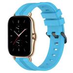 For Amazfit GTS 2 20mm Concave Striped Slicone Watch Band(Skyblue)