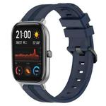 For Amazfit GTS 20mm Concave Striped Slicone Watch Band(Navy Blue)