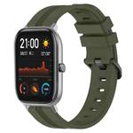 For Amazfit GTS 20mm Concave Striped Slicone Watch Band(Armygreen)