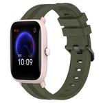 For Amazfit Pop Pro 20mm Concave Striped Slicone Watch Band(Armygreen)