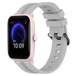 For Amazfit Pop Pro 20mm Concave Striped Slicone Watch Band(Grey)