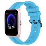 For Amazfit Pop Pro 20mm Concave Striped Slicone Watch Band(Skyblue)