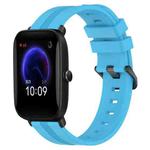 For Amazfit Pop 20mm Concave Striped Slicone Watch Band(Skyblue)