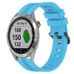 For Garmin Approach S40 20mm Concave Striped Slicone Watch Band(Sky Blue)