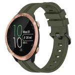 For Garmin Forerunner 645 Music 20mm Concave Striped Slicone Watch Band(Army Green)