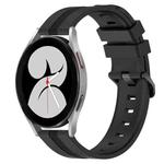 For Samsung Galaxy Watch4 40mm 20mm Concave Striped Slicone Watch Band(Black)
