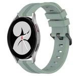 For Samsung Galaxy Watch4 40mm 20mm Concave Striped Slicone Watch Band(Grayish Green)