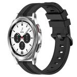 For Samsung  Galaxy Watch 4 Classic 42mm 20mm Concave Striped Slicone Watch Band(Black)
