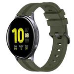 For Samsung Galaxy Watch Active 2 44mm 20mm Concave Striped Slicone Watch Band(Army Green)
