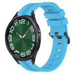 For Samsung Galaxy Watch 6 Classic 43mm 20mm Concave Striped Slicone Watch Band(Skyblue)