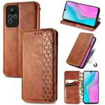 For infinix Note 11 Cubic Grid Pressed Magnetic Leather Phone Case(Brown)