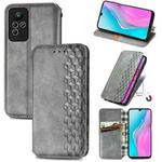 For infinix Note 11 Cubic Grid Pressed Magnetic Leather Phone Case(Gray)