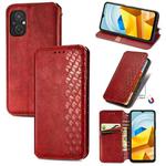 For Xiaomi Poco M5 Cubic Grid Pressed Magnetic Leather Phone Case(Red)