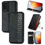 For vivo iQOO 10 Cubic Grid Pressed Magnetic Leather Phone Case(Black)