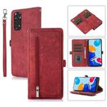 For Xiaomi Redmi A1+ Zipper Card Slot Buckle Wallet Leather Phone Case(Red)