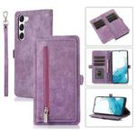 For Samsung Galaxy S23 5G Zipper Card Slot Buckle Wallet Leather Phone Case(Purple)