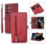 For Samsung Galaxy S23 Ultra 5G Zipper Card Slot Buckle Wallet Leather Phone Case(Red)