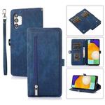 For Samsung Galaxy A13 4G / 5G Zipper Card Slot Buckle Wallet Leather Phone Case(Blue)