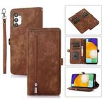 For Samsung Galaxy A13 4G / 5G Zipper Card Slot Buckle Wallet Leather Phone Case(Brown)