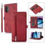 For OnePlus 10 Pro 5G Zipper Card Slot Buckle Wallet Leather Phone Case(Red)