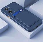For vivo Y16 4G Skin Feel Card TPU Contrast Color Button Phone Case(Dark Blue)