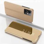 For Xiaomi Redmi Note 12 5G Plated Mirror Horizontal Flip Leather Case with Holder(Gold)