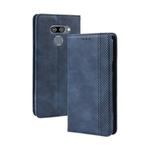 Magnetic Buckle Retro Crazy Horse Texture Horizontal Flip Leather Case for LG K50 /LG Q60 , with Holder & Card Slots & Photo Frame(Blue)
