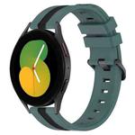 For Samsung Galaxy Watch5 44mm 20mm Vertical Two-Color Silicone Watch Band(Green+Black)