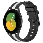 For Samsung Galaxy Watch5 44mm 20mm Vertical Two-Color Silicone Watch Band(Black+White)