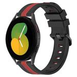For Samsung Galaxy Watch5 44mm 20mm Vertical Two-Color Silicone Watch Band(Black+Red)