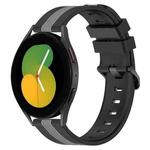 For Samsung Galaxy Watch5 44mm 20mm Vertical Two-Color Silicone Watch Band(Black+Grey)