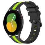 For Samsung Galaxy Watch5 44mm 20mm Vertical Two-Color Silicone Watch Band(Black+Lime Green)