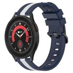 For Samsung Galaxy Watch5 Pro 45mm 20mm Vertical Two-Color Silicone Watch Band(Blue+White)