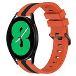 For Samsung Galaxy Watch4 44mm 20mm Vertical Two-Color Silicone Watch Band(Orange+Black)