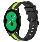 For Samsung Galaxy Watch4 44mm 20mm Vertical Two-Color Silicone Watch Band(Black+Lime Green)