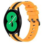 For Samsung Galaxy Watch4 44mm 20mm Vertical Two-Color Silicone Watch Band(Yellow+Black)