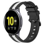 For Samsung Galaxy Watch Active2 40mm 20mm Vertical Two-Color Silicone Watch Band(Black+White)