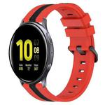 For Samsung Galaxy Watch Active2 44mm 20mm Vertical Two-Color Silicone Watch Band(Red+Black)