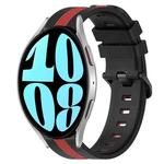For Samsung Galaxy Watch 6 40mm 20mm Vertical Two-Color Silicone Watch Band(Black+Red)