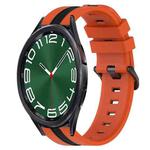 For Samsung Galaxy Watch 6 Classic 47mm 20mm Vertical Two-Color Silicone Watch Band(Orange+Black)
