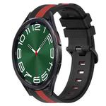 For Samsung Galaxy Watch 6 Classic 43mm 20mm Vertical Two-Color Silicone Watch Band(Black+Red)