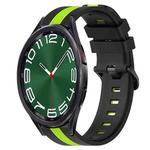 For Samsung Galaxy Watch 6 Classic 43mm 20mm Vertical Two-Color Silicone Watch Band(Black+Lime Green)