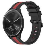 For Garmin Vivomove Sport 20mm Vertical Two-Color Silicone Watch Band(Black+Red)