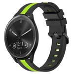 For Garmin Vivomove Sport 20mm Vertical Two-Color Silicone Watch Band(Black+Lime Green)