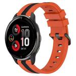 For Garmin Venu 2 Plus 20mm Vertical Two-Color Silicone Watch Band(Orange+Black)