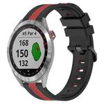 For Garmin Approach S40 20mm Vertical Two-Color Silicone Watch Band(Black+Red)