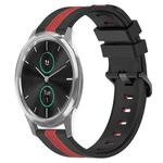 For Garmin Garminmove Luxe 20mm Vertical Two-Color Silicone Watch Band(Black+Red)