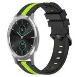 For Garmin Garminmove Luxe 20mm Vertical Two-Color Silicone Watch Band(Black+Lime Green)