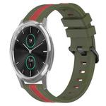 For Garmin Garminmove Luxe 20mm Vertical Two-Color Silicone Watch Band(Army Green+Red)